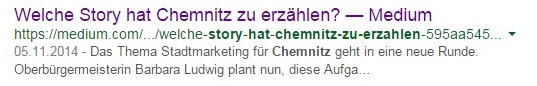 Google Suche zum Medium Artikel "Welche Story hat Chemnitz zu erzählen"