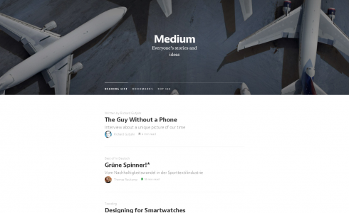 Medium Startseite (Screenshot)