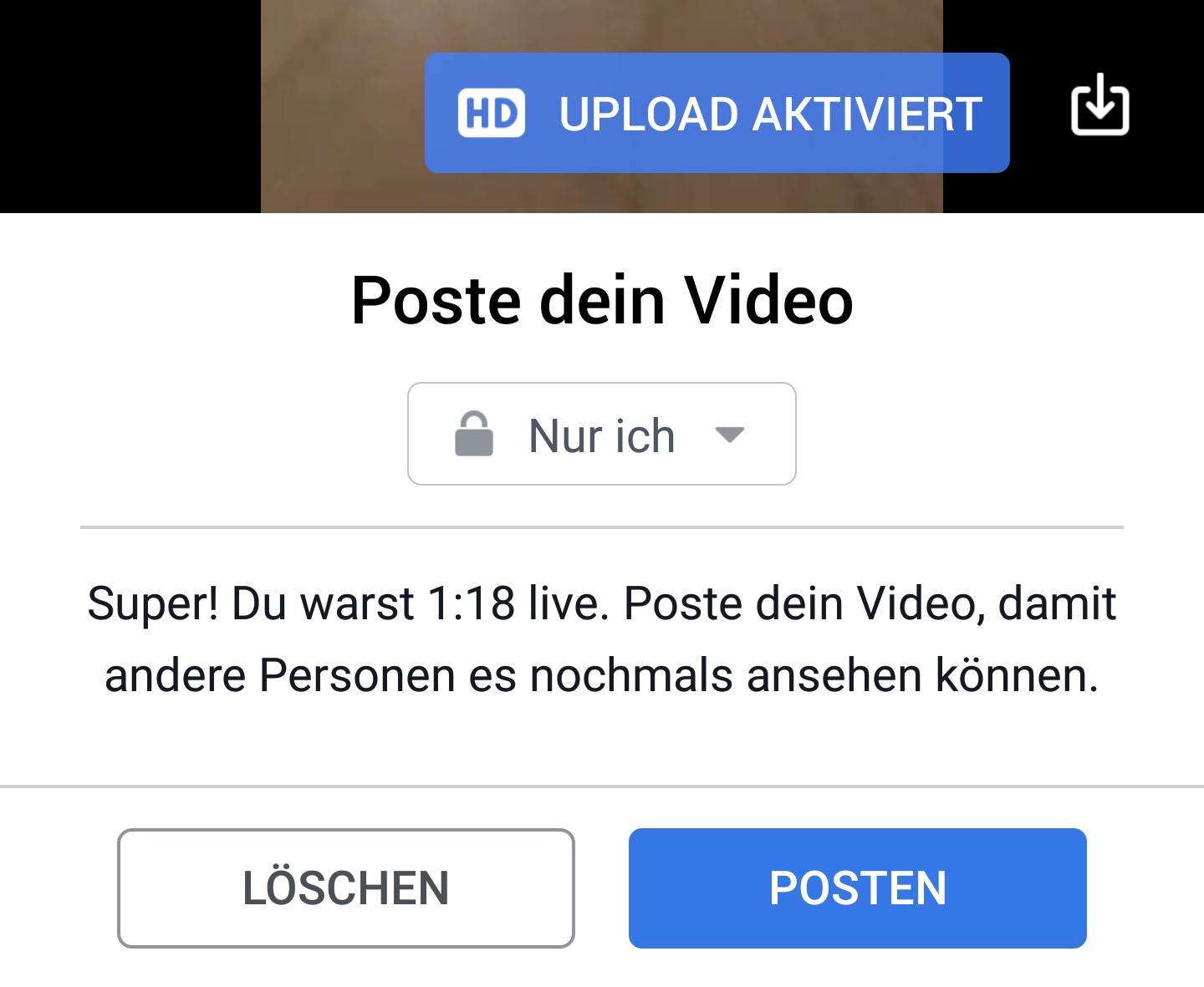 Screenshot Facebook Live - Download Video für Instagram usw.